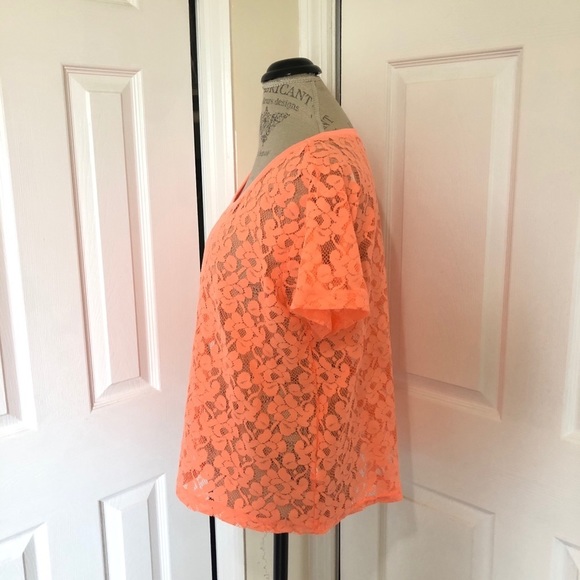 Sexy Sheer Coral Neon Orange T-shirt - Picture 3 of 9